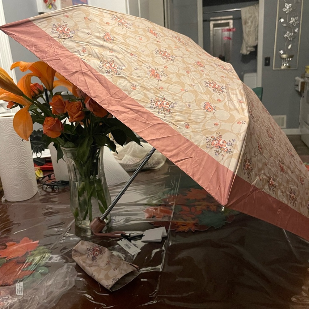 Coach Pink and Cream Floral Umbrella